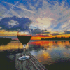 Sunset Wine Glass Landscape Diamond Painting