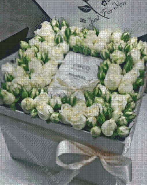 White Coco Chanel Roses Diamond Painting
