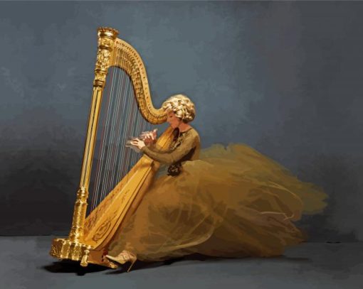 Woman Harpist Diamond Painting