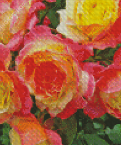 Yellow Pink Roses Fairy Tale Diamond Painting