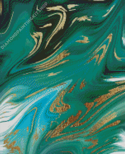 Abstract Green Gold Art Diamond Painting