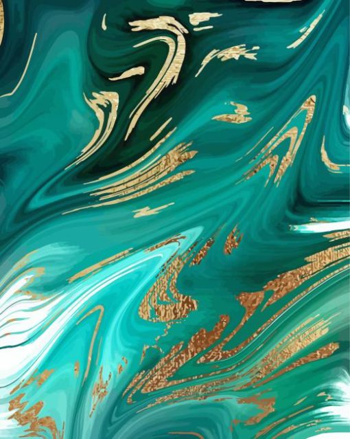 Abstract Green Gold Art Diamond Painting