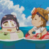 Barakamon Characters Swimming Diamond Painting