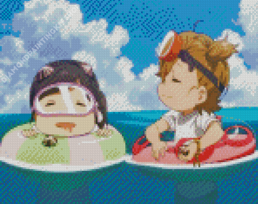 Barakamon Characters Swimming Diamond Painting