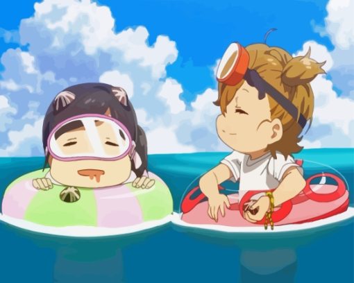 Barakamon Characters Swimming Diamond Painting