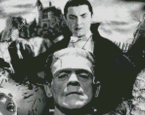 Black And White Hollywood Monsters Diamond Painting