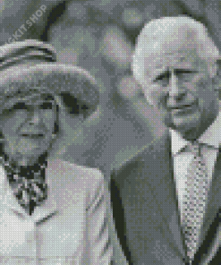 Black And White King Charles And Camilla Diamond Painting