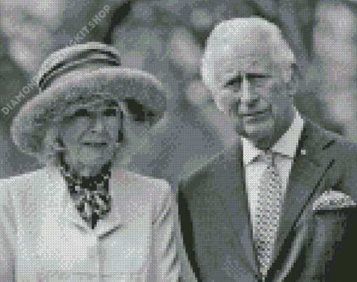 Black And White King Charles And Camilla Diamond Painting