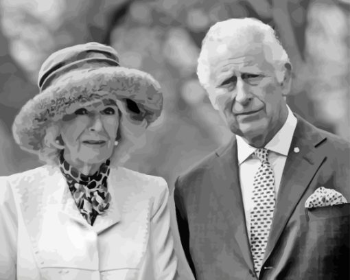 Black And White King Charles And Camilla Diamond Painting