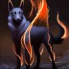 Black Wolf On Fire Diamond Painting