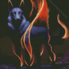 Black Wolf On Fire Diamond Painting