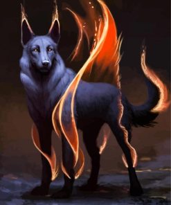 Black Wolf On Fire Diamond Painting