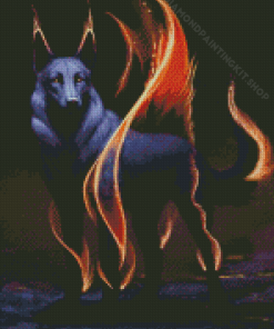 Black Wolf On Fire Diamond Painting