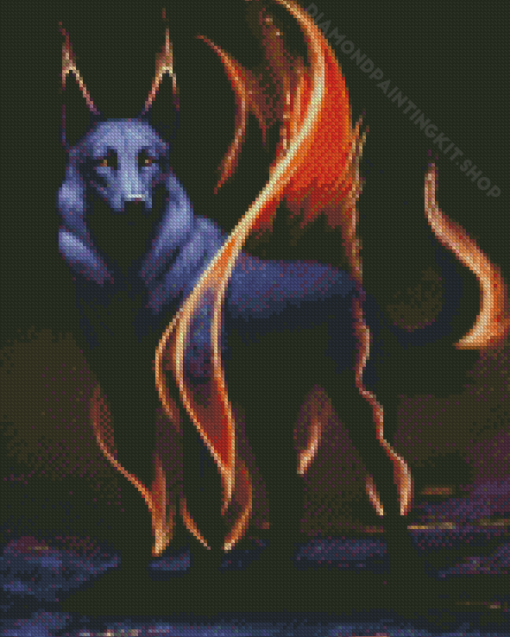 Black Wolf On Fire Diamond Painting