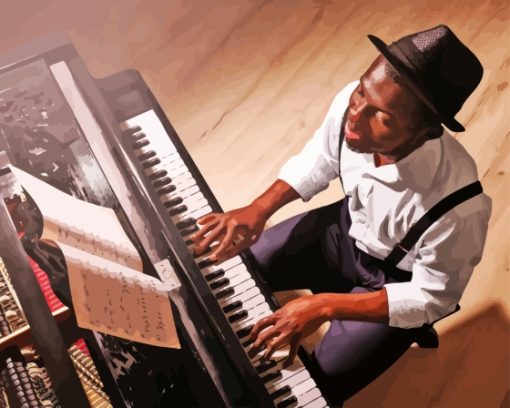 Black Man At Piano Diamond Painting