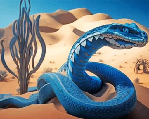 Blue Snake In Desert Diamond Painting