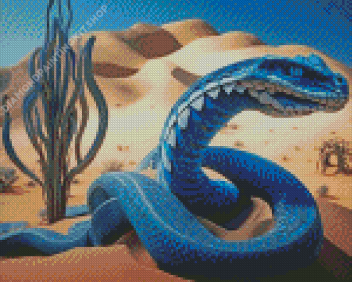 Blue Snake In Desert Diamond Painting