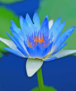 Blue Water Lily Flower In Water Diamond Painting