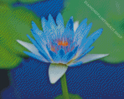 Blue Water Lily Flower In Water Diamond Painting