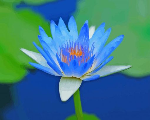 Blue Water Lily Flower In Water Diamond Painting