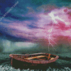 Boat In Storm Sea Diamond Painting