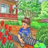 Boy In Garden Diamond Painting