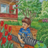 Boy In Garden Diamond Painting