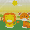 Cartoon Lion And Tiger Diamond Painting