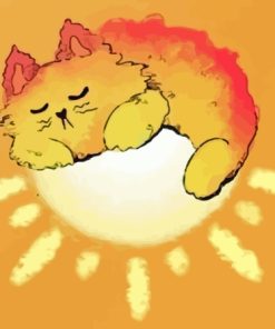 Cat Sleeping On Sun Art Diamond Painting