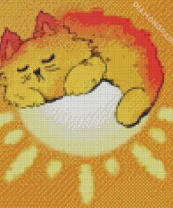 Cat Sleeping On Sun Art Diamond Painting