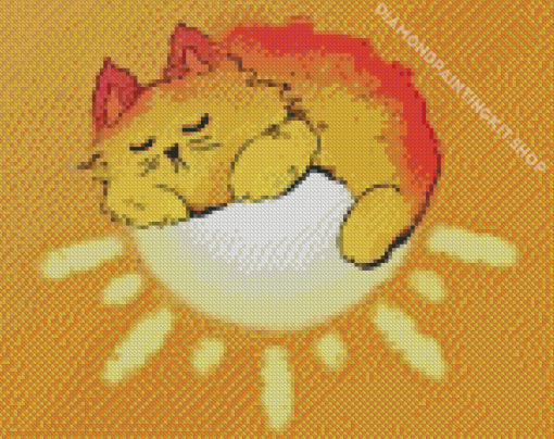 Cat Sleeping On Sun Art Diamond Painting