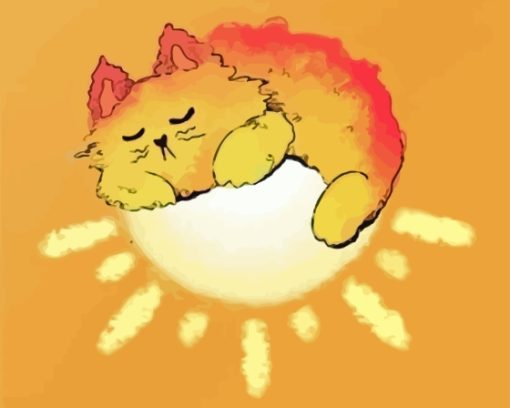 Cat Sleeping On Sun Art Diamond Painting