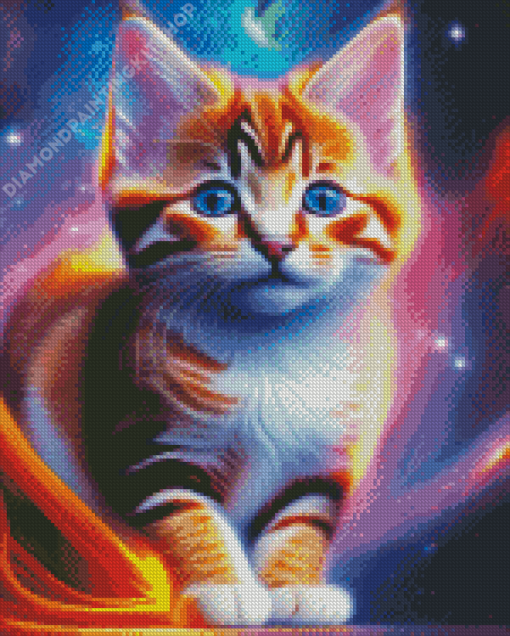 Cat Flying Through Cosmos Diamond Painting