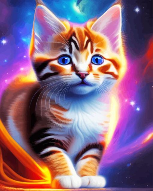 Cat Flying Through Cosmos Diamond Painting