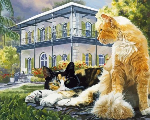 Cats In Hemingway House Diamond Painting