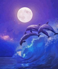 Dolphins At Night Diamond Painting