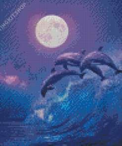 Dolphins At Night Diamond Painting