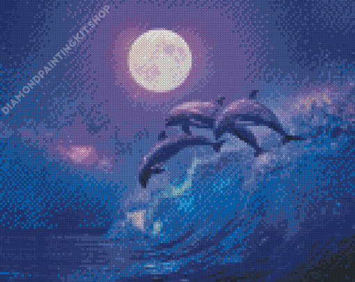 Dolphins At Night Diamond Painting