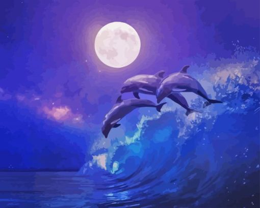 Dolphins At Night Diamond Painting