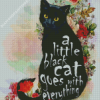 Floral Black Cat Love Diamond Painting