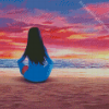 Girl On Sand Watching The Sunset Diamond Painting