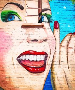 Graffiti Woman Face With Red Lipstick Diamond Painting