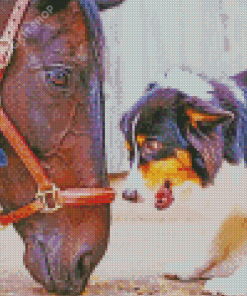 Horse With Mini Aussie Diamond Painting