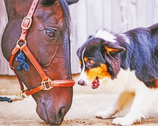 Horse With Mini Aussie Diamond Painting