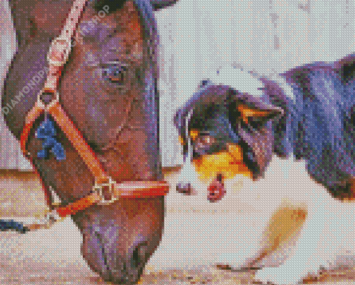 Horse With Mini Aussie Diamond Painting