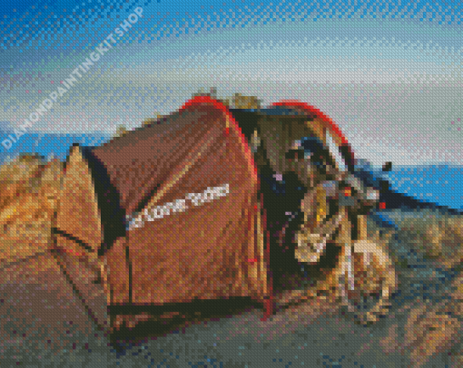 Lone Rider Motorcycle Camping Diamond Painting