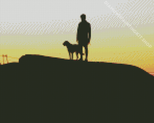 Man And Dog On The Hill Diamond Painting