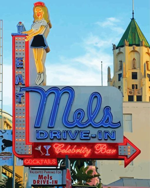 Mels Drive In Sign Diamond Painting