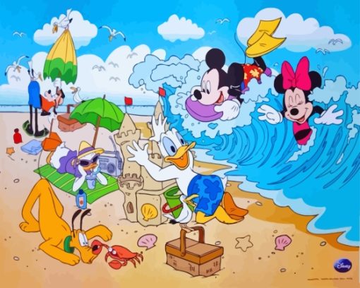 Mickey Beach Trip Diamond Painting