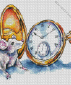 Mouse And Clock Art Diamond Painting